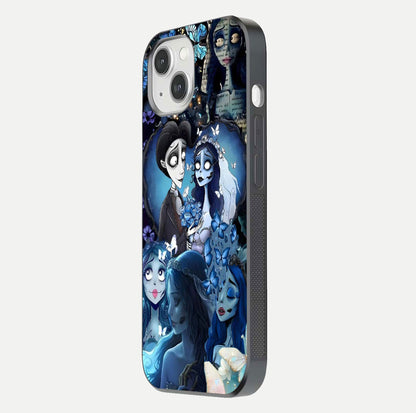 Butterfly Ghost Soul Glass Case for iPhone 14 side-angle image capturing edge light and deep design tones