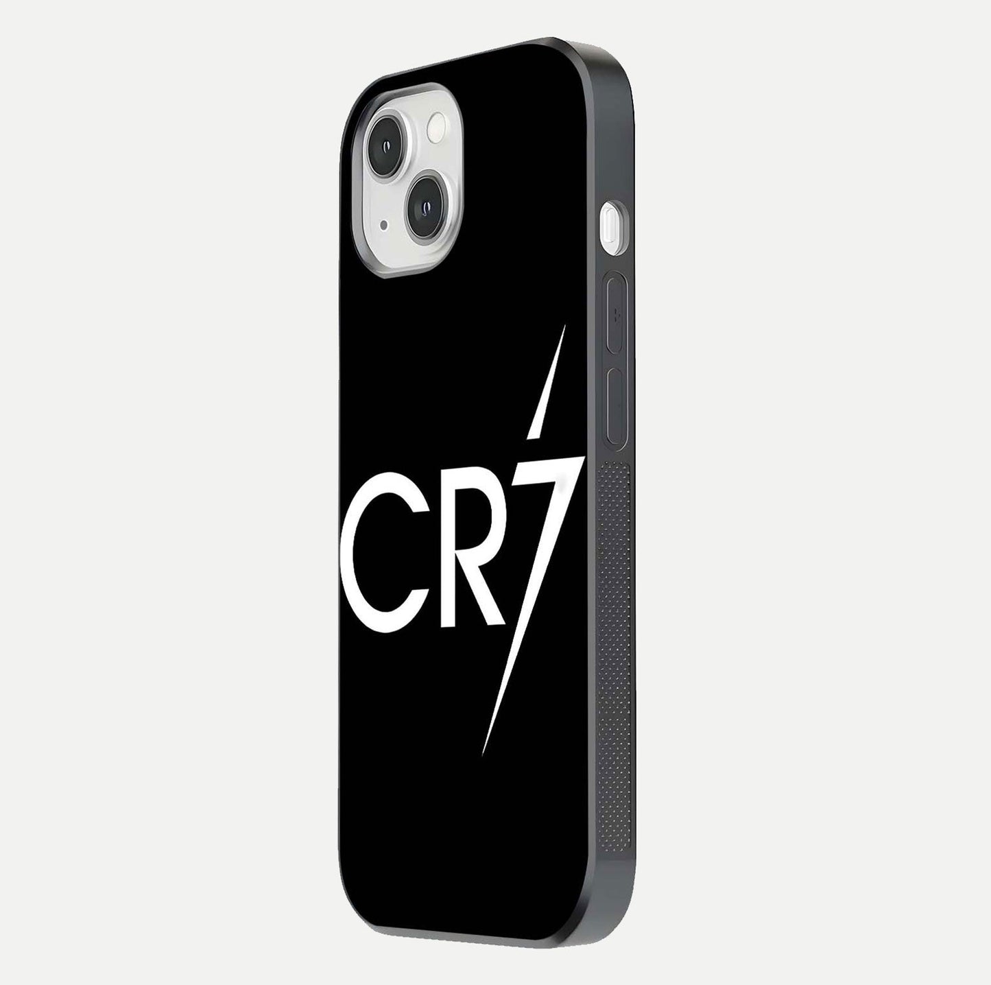 CR7 Elite Strike Glass Case for iPhone 14 side-angle image showing polished edges and vibrant design