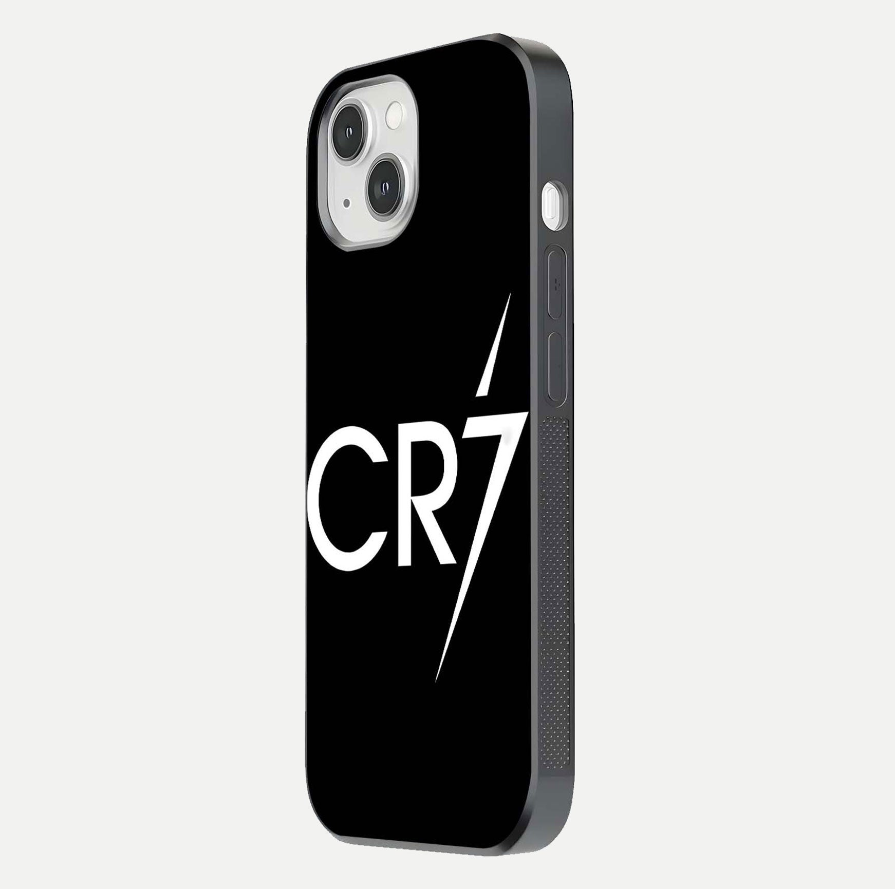 CR7 Elite Strike Glass Case for iPhone 14 side-angle image showing polished edges and vibrant design