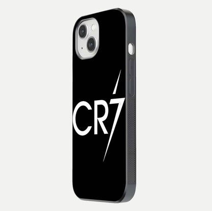 CR7 Elite Strike Glass Case for iPhone 14 side-angle image showing polished edges and vibrant design