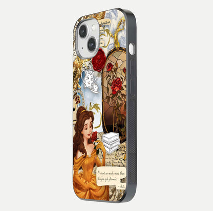 Golden Dream Belle Glass Case for iPhone 14 side-angle image showing reflective edges and premium golden tint