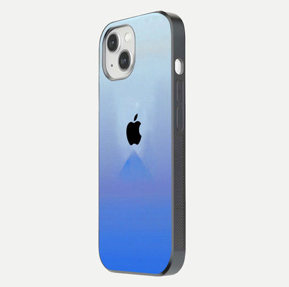 Gradient Apple Vibe Glass Case for iPhone 14 side-angle image showing reflection glow and elegant surface