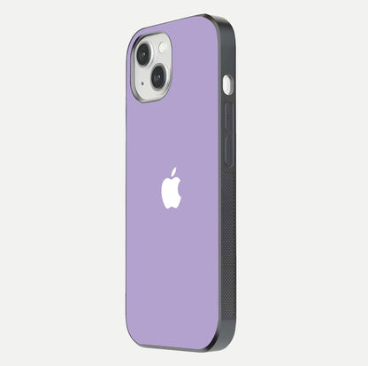 Lavender Soft Minimal Glass Case for iPhone 14 side-angle image showing smooth reflection and minimal look