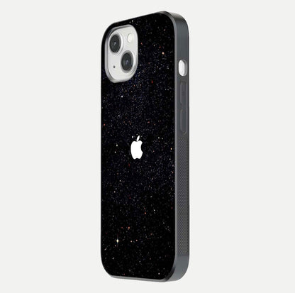 Starry Apple Galaxy Glass Case for iPhone 14 side-angle image showing gloss and star pattern detail