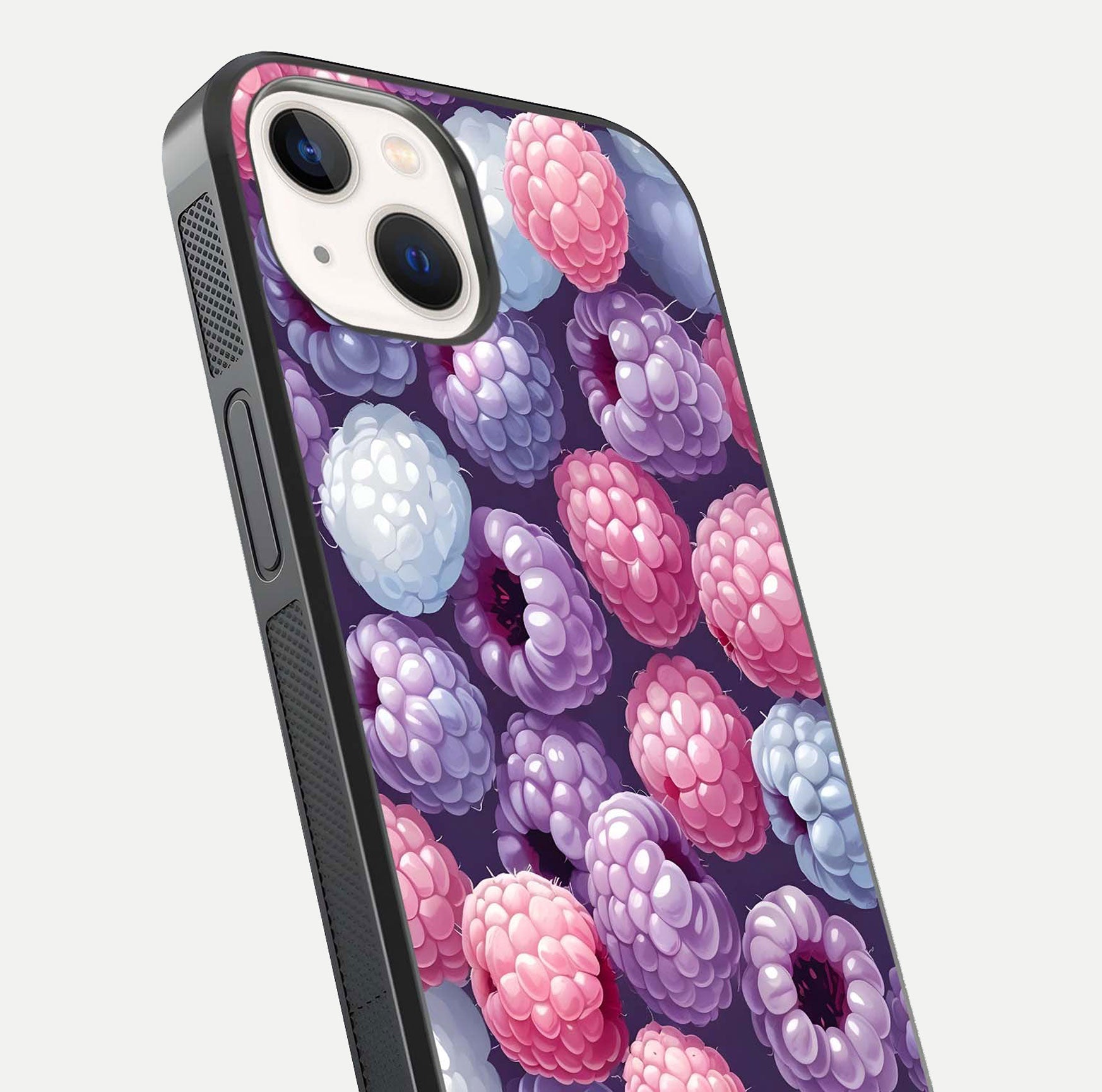 Berry Candy Pop Glass Case for iPhone 14 close-up shot revealing candy-style texture and reflective surface