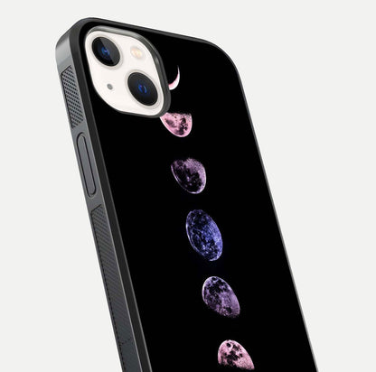 Crimson All Planets Glass Case for iPhone 14 close-up highlighting planet details and reflection polish