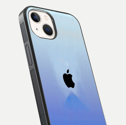 Gradient Apple Vibe Glass Case for iPhone 14 close-up angled shot showing color transition and reflection brightness
