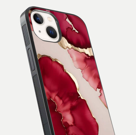 Pink & White Marble Glass Case For iPhone 14