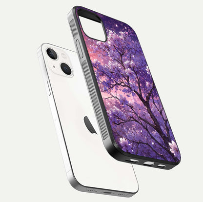 Blossom Tree Glass Case for iPhone 16 Pro floating dual-mockup displaying texture detail and curved edges
