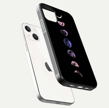 Crimson All Planets Glass Case for iPhone 14 floating mockup showing gloss depth and rich hues