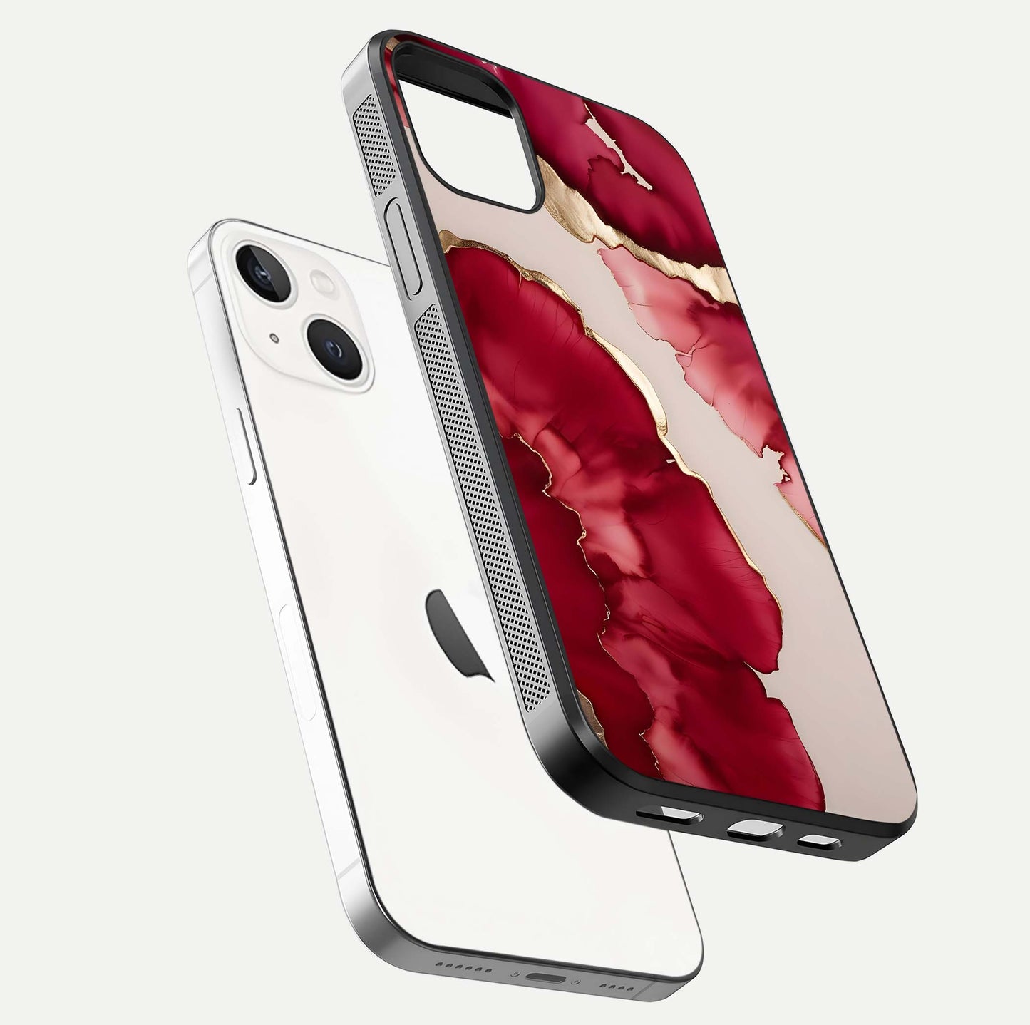 Pink & White Marble Glass Case For iPhone 14