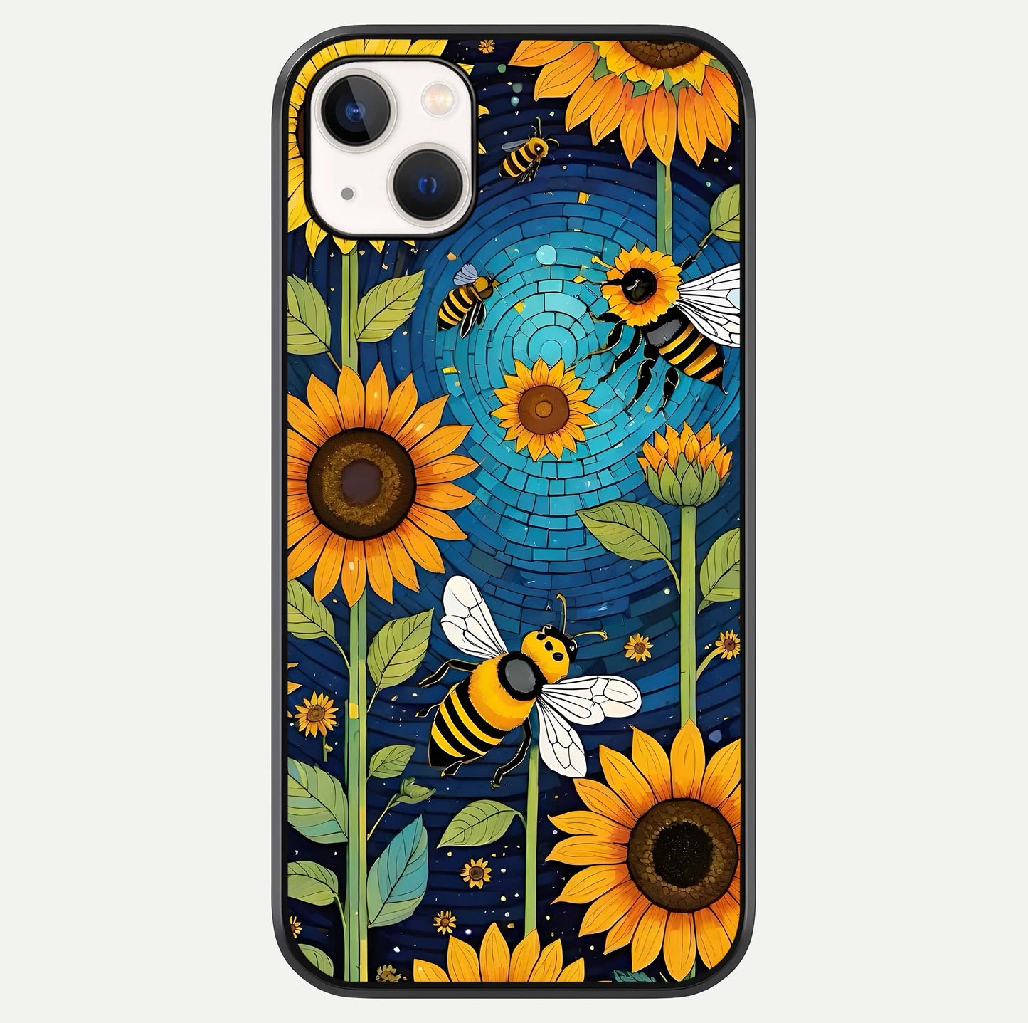 Bees & Sunflowers Glass Case For iPhone 16 Pro by Custom World