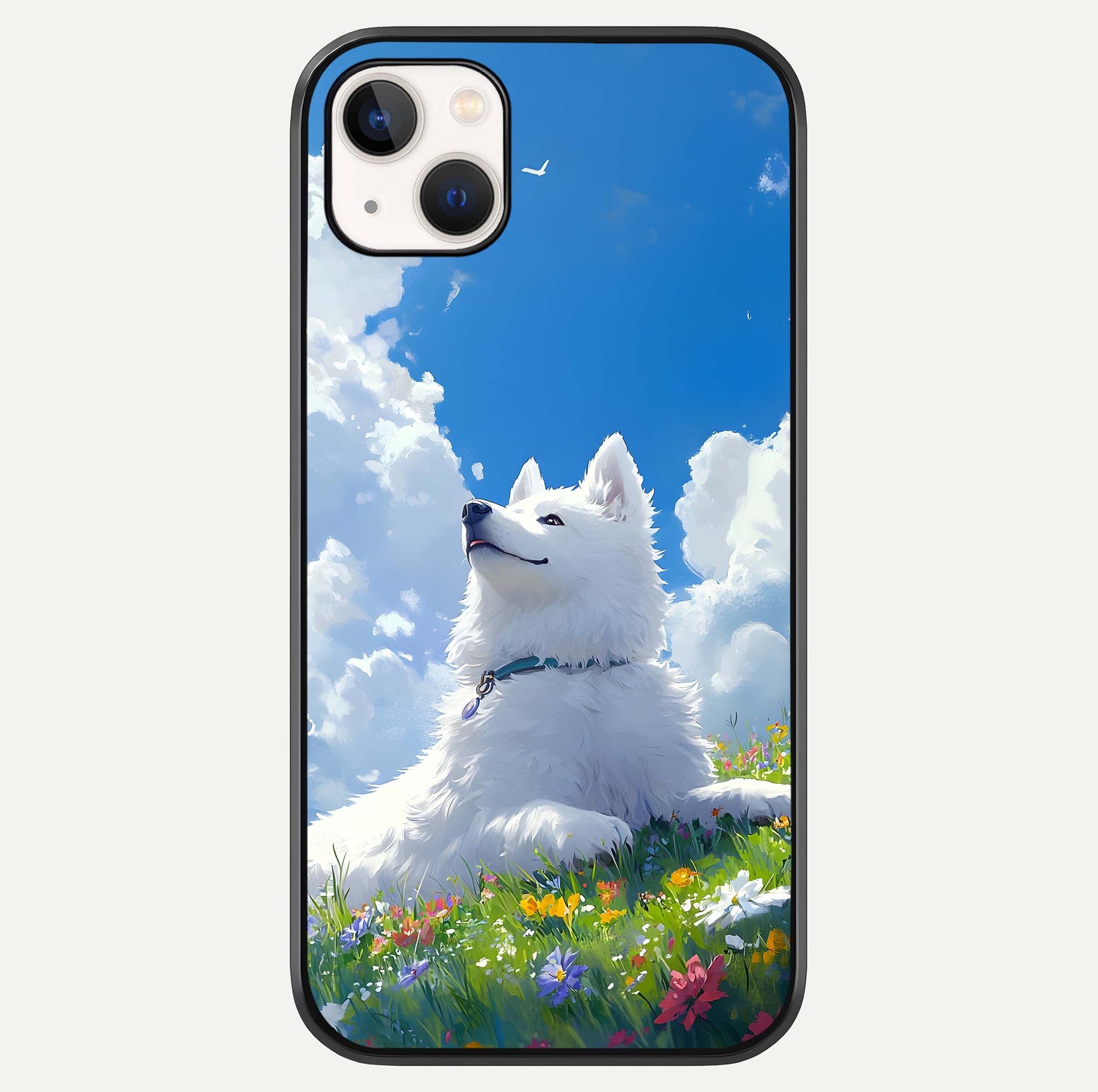 Blissful Cloud Pup Glass Case For iPhone 14 Plus by Custom World