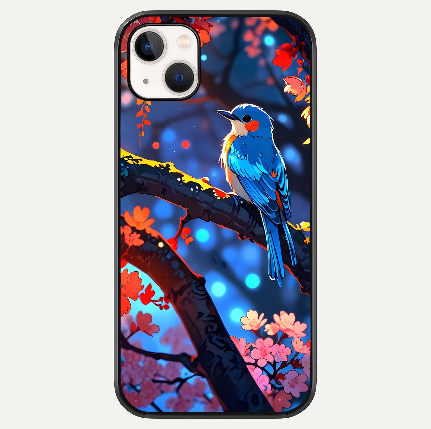 Blooming Spendor Bird Glass Case For iPhone 14 Plus by Custom World