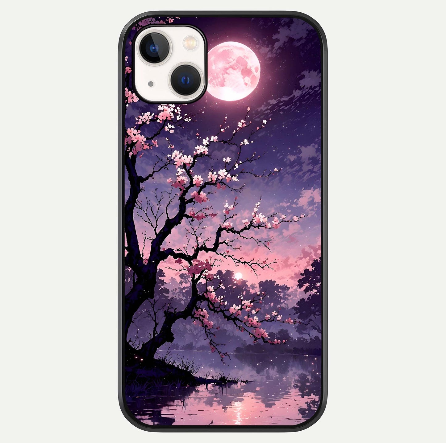 Blossom Pink Moon Glass Case For iPhone 14 Plus by Custom World