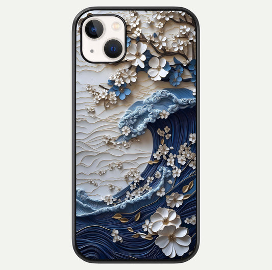 Blossom Wave Art Glass Case For iPhone 16 Pro by Custom World