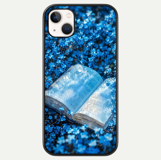 Blue Bloom Tales Glass Case For iPhone 16 Pro by Custom World