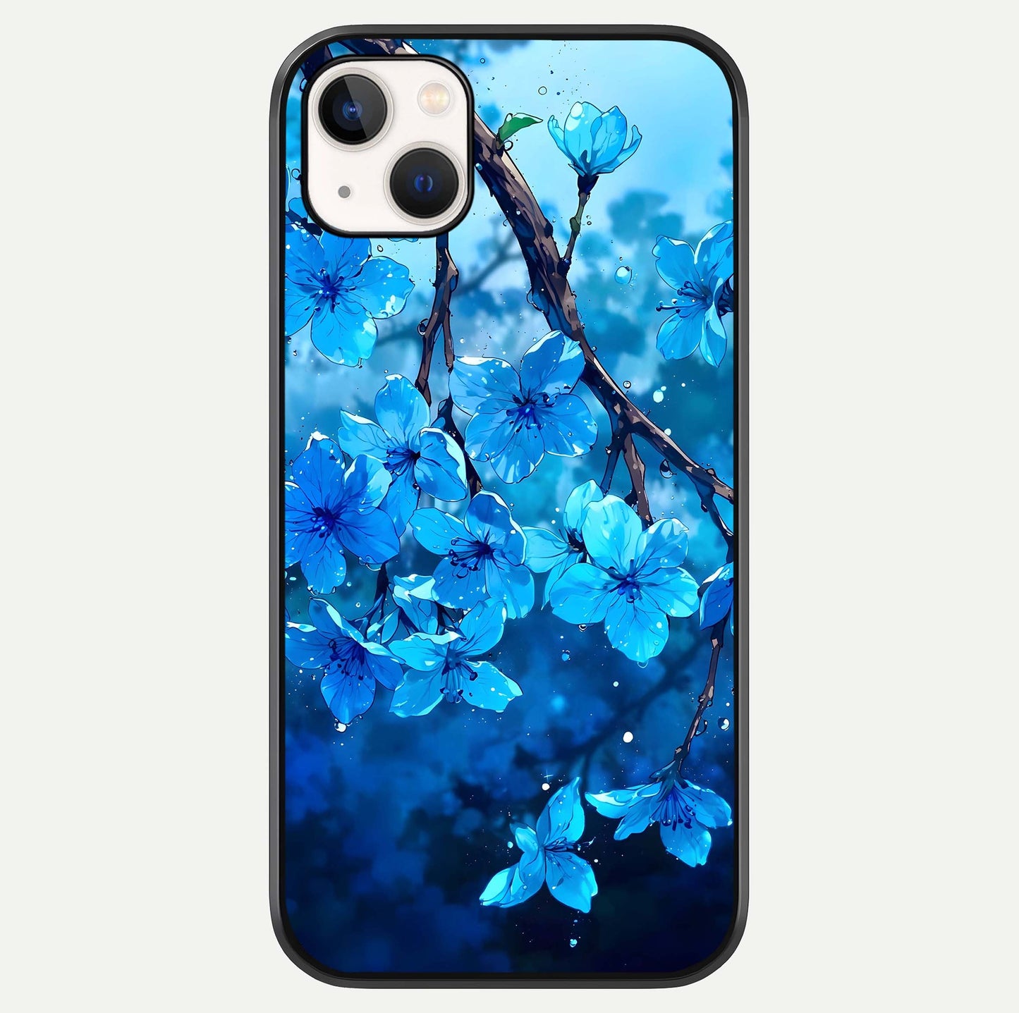 Blue Blossoms Branch Glass Case For iPhone 16 Pro by Custom World