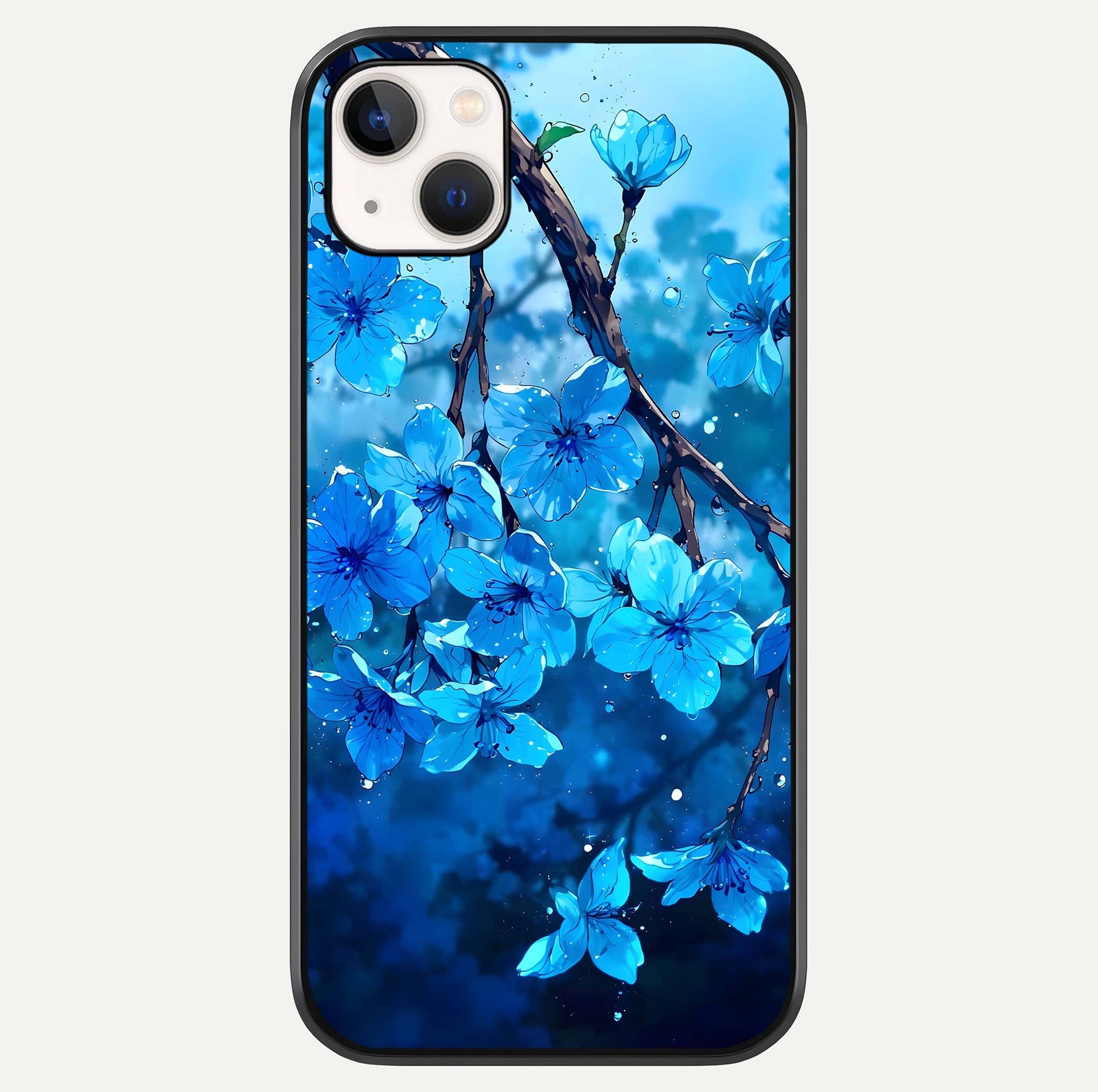 Blue Blossoms Branch Glass Case For iPhone 16 Pro by Custom World