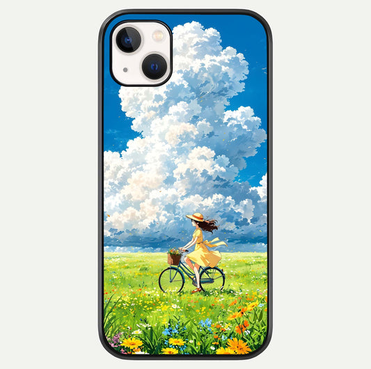 Breezy Meadow Ride Glass Case For iPhone 14 Plus by Custom World