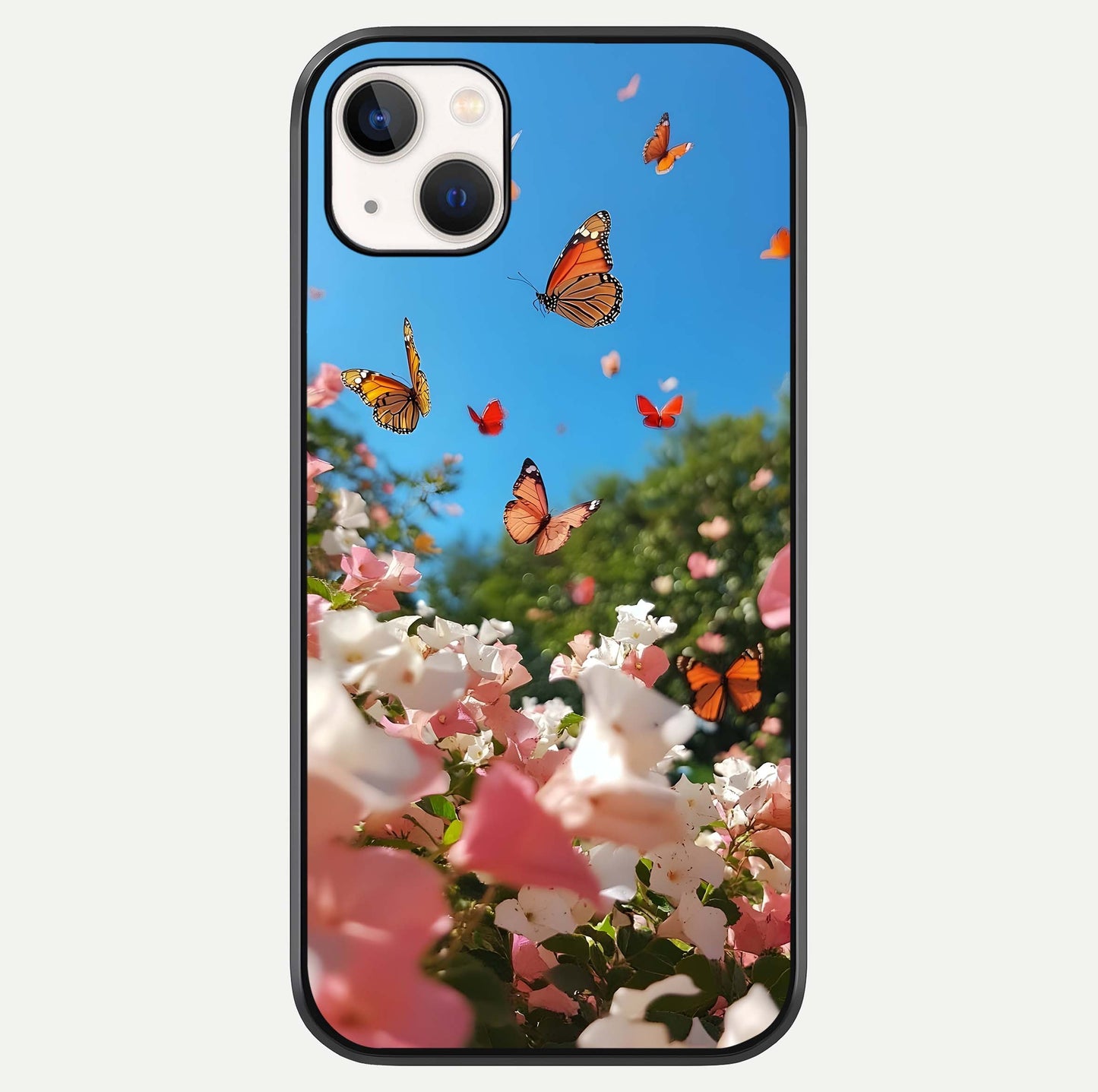 Butterflies In Bloom Sky Glass Case For iPhone 14 Plus by Custom World