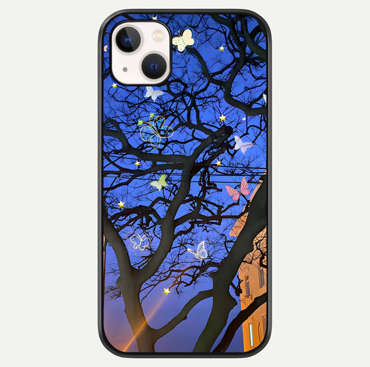 Butterfly Night Magic Glass Case For iPhone 14 Plus by Custom World