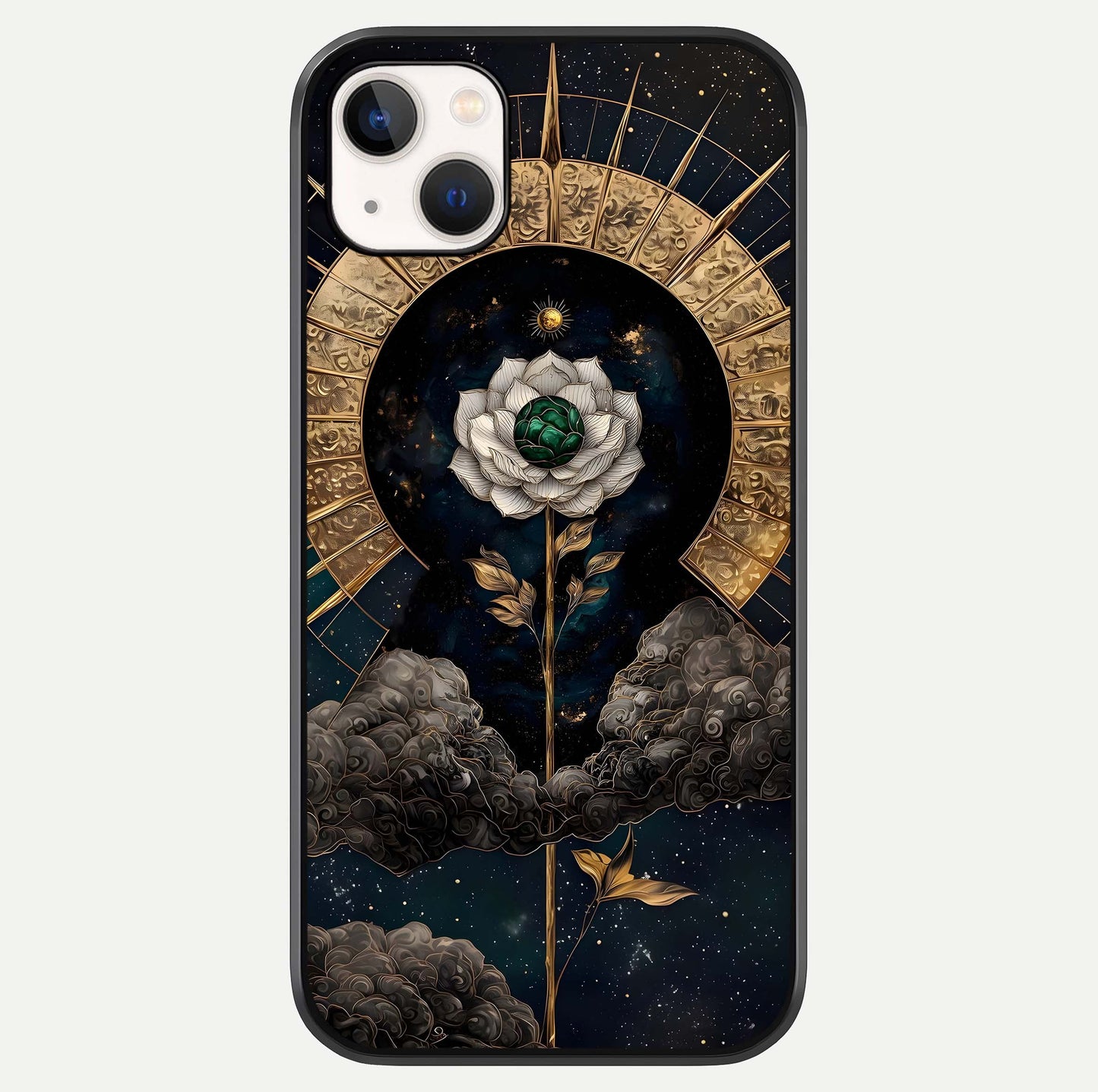 Celestial Lotus Morang Glass Case For iPhone 14 Plus by Custom World