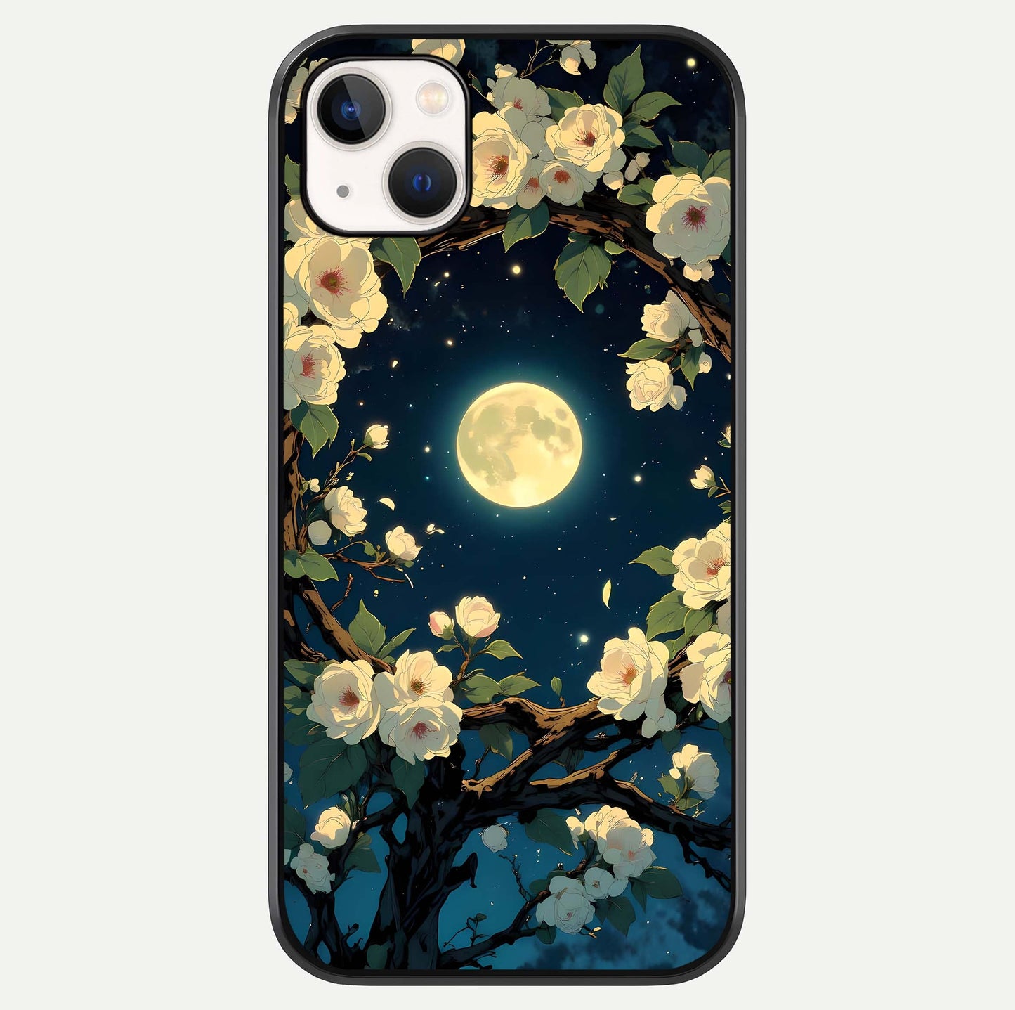 Celestial Moon & Flower Glass Case For iPhone 14 Plus by Custom World