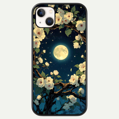 Celestial Moon & Flower Glass Case For iPhone 14 Plus by Custom World