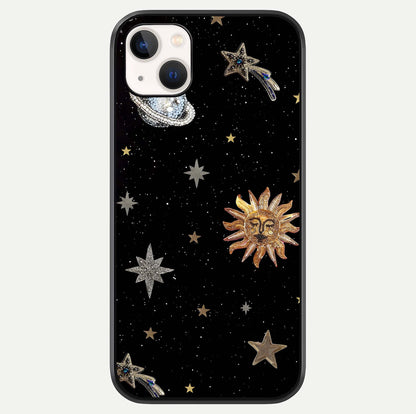 Celestial Moon With Stars Glass Case For iPhone 14 Plus by Custom World