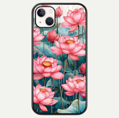 Celestial Pink Lotus Glass Case For iPhone 14 Plus by Custom World