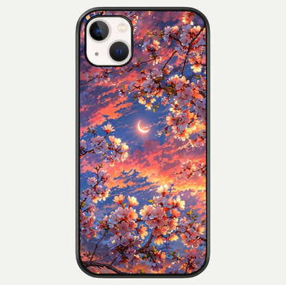 Celestial Sakura Sunset Glass Case For iPhone 14 Plus by Custom World