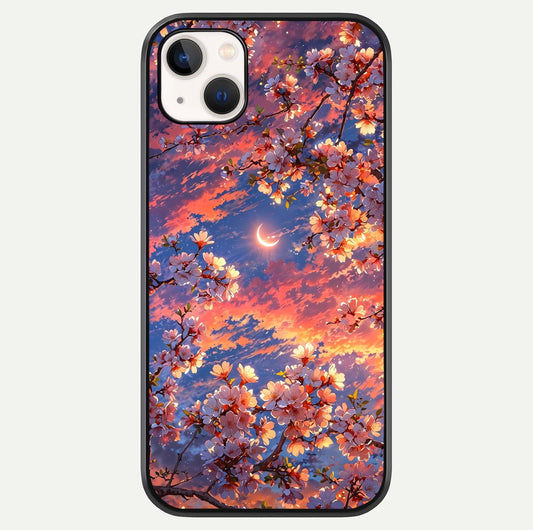 Celestial Sakura Sunset Glass Case For iPhone 14 Plus by Custom World