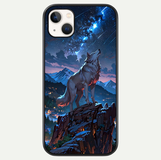 Celestial Wolf Howl Glass Case For iPhone 14 Plus by Custom World