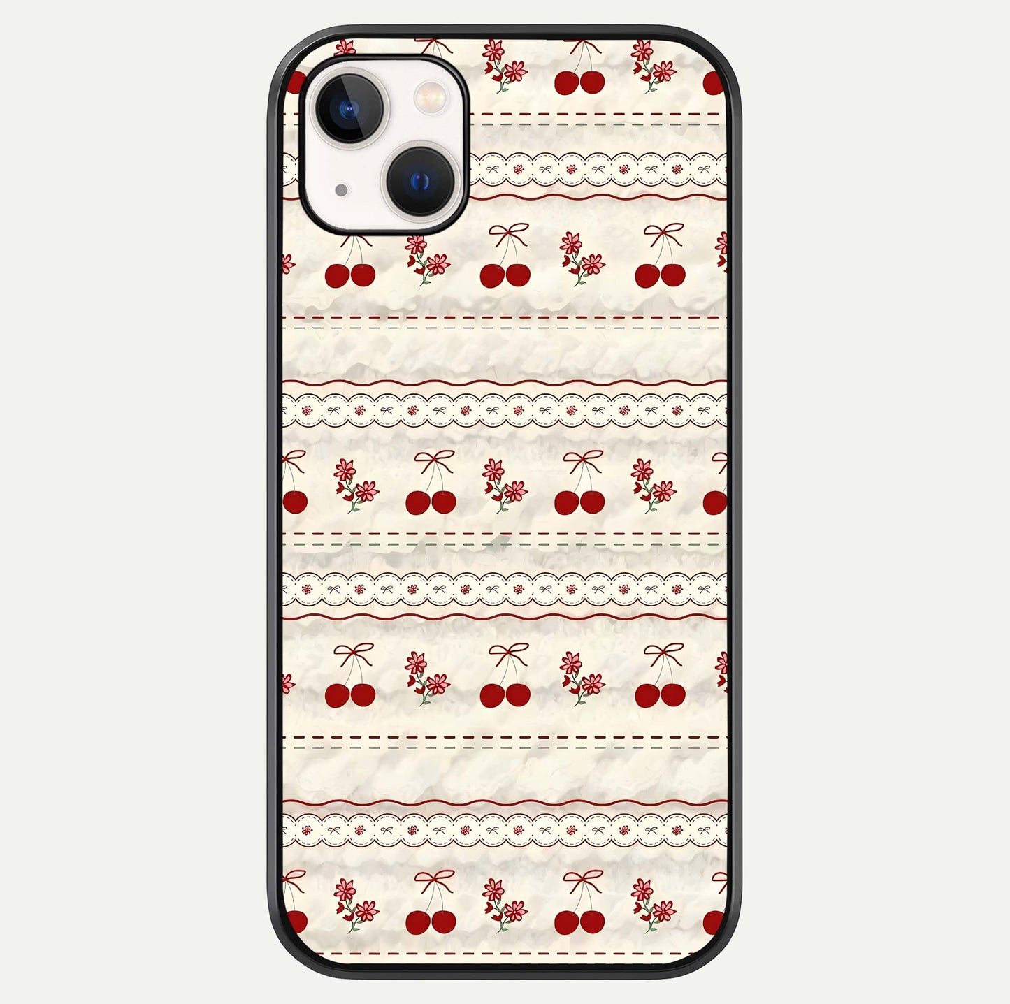 Cherry Bloom Charm Glass Case For iPhone 14 Plus by Custom World