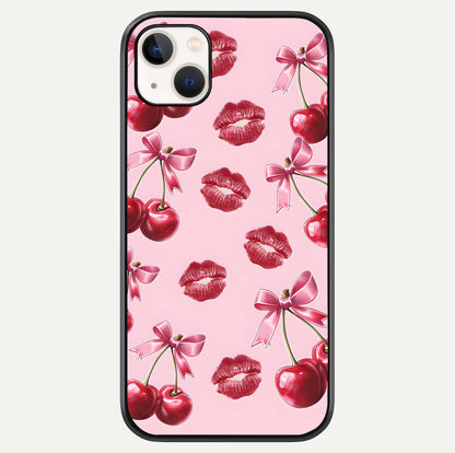 Cherry With Lips Glass Case For iPhone 14 Plus by Custom World