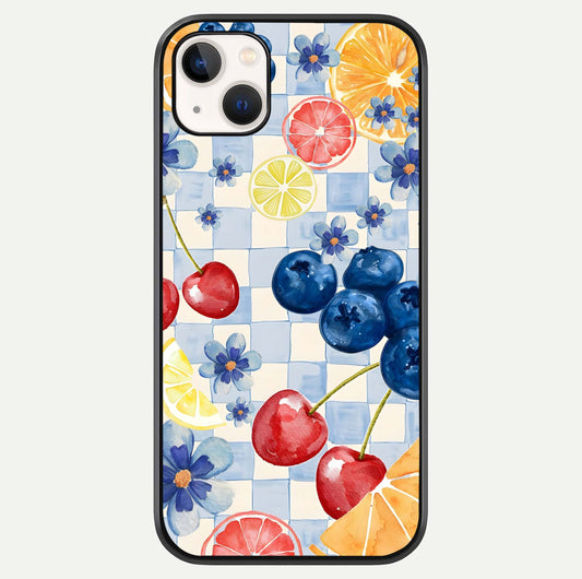 Citrus Bloom Joy Glass Case For iPhone 14 Plus by Custom World