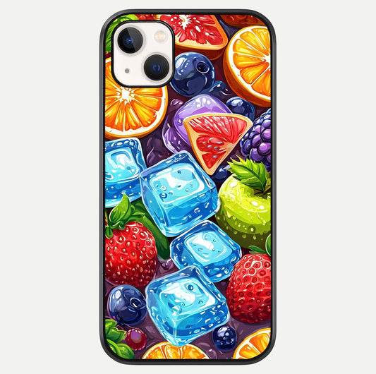 Colorful Fruits With Ice Glass Case For iPhone 14 Plus by Custom World
