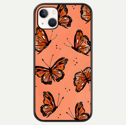 Coral Wing Butterfly Glass Case For iPhone 14 Plus by Custom World