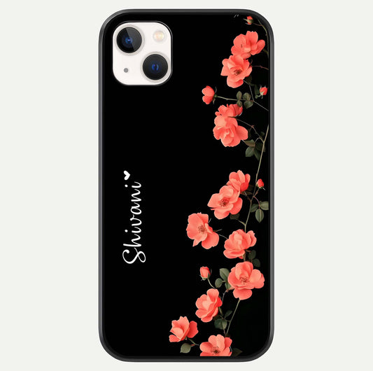 Crimson Bloom Grace Custom Name Glass Case For iPhone 14 Plus by Custom World