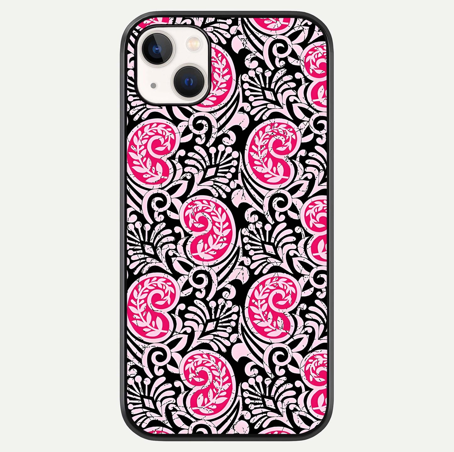Crimson Paisley Charm Glass Case For iPhone 14 Plus by Custom World