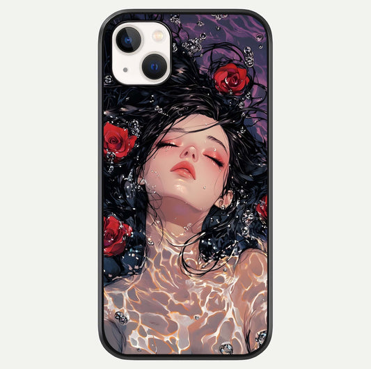 Crimson Rose Serenity Glass Case For iPhone 14 Plus by Custom World
