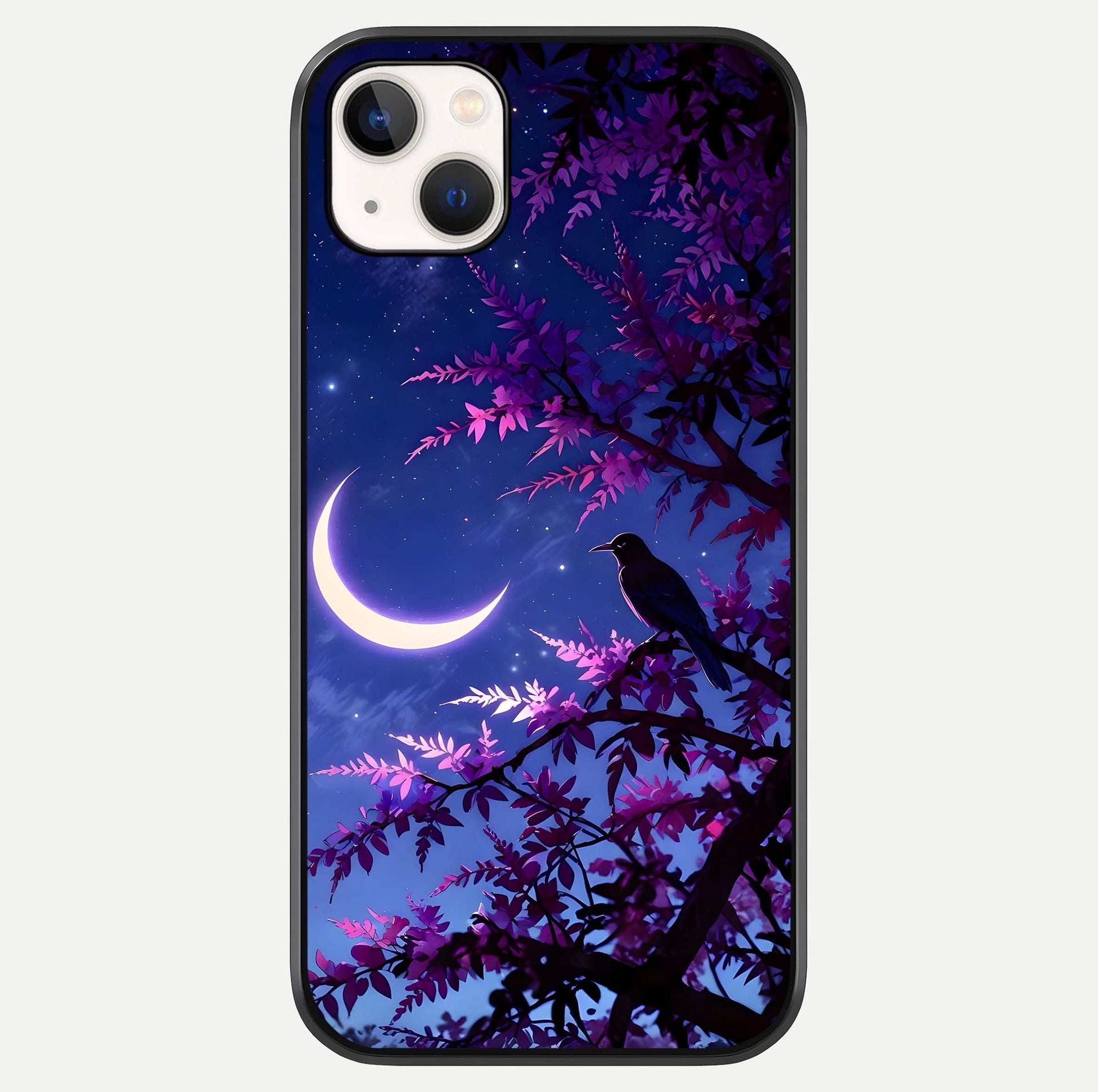 Crow & Moon Scenery Glass Case For iPhone 14 Plus by Custom World