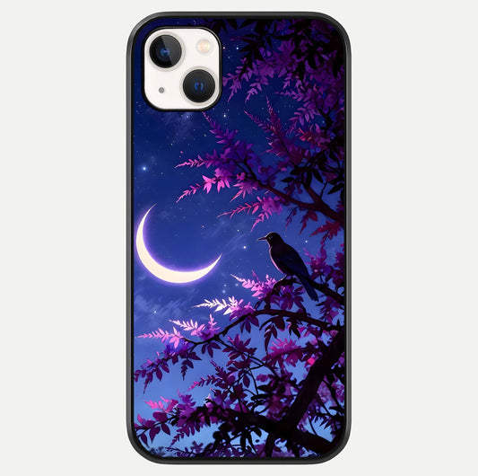 Crow & Moon Scenery Glass Case For iPhone 14 Plus by Custom World