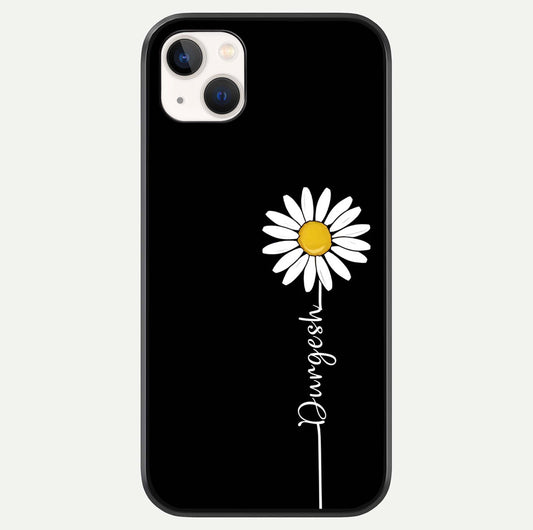 Custom Name White Flower Glass Case For iPhone 14 Plus by Custom World