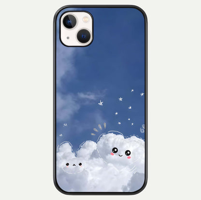 Cute Blossom Cloud Glass Case For iPhone 14 Plus by Custom World