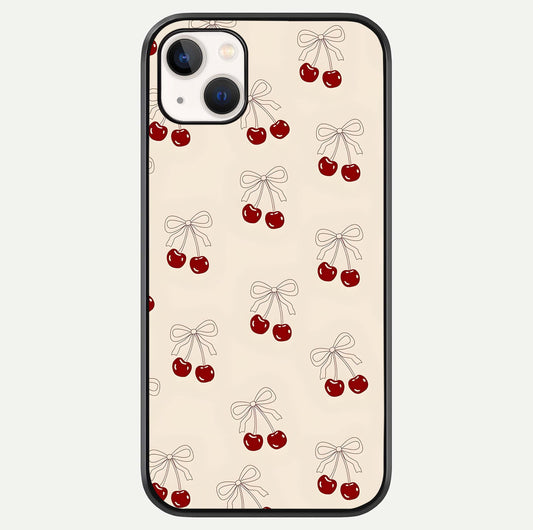 Cute Cherry Pattern Glass Case For iPhone 14 Plus by Custom World