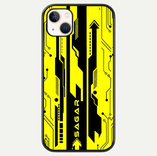 Electric Pulse CYBERPUNK Custom Name Glass Case For iPhone 14 Plus by Custom World