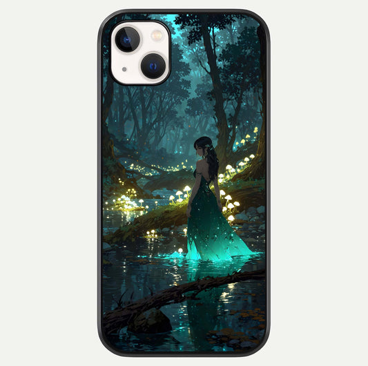 Enchanted Forest Glow Glass Case For iPhone 14 Plus by Custom World