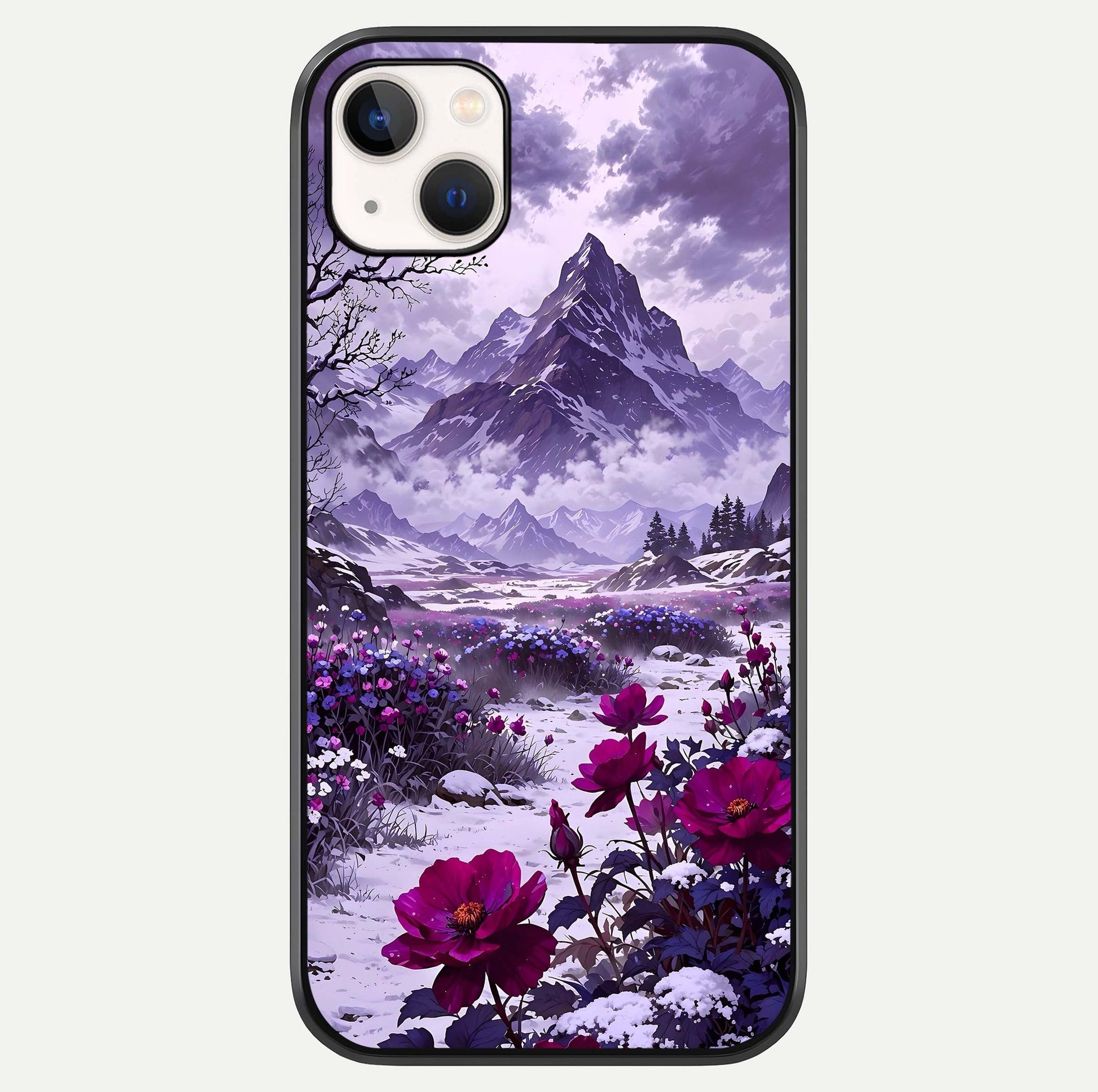 Flower Mountain View Glass Case For iPhone 14 Plus by Custom World